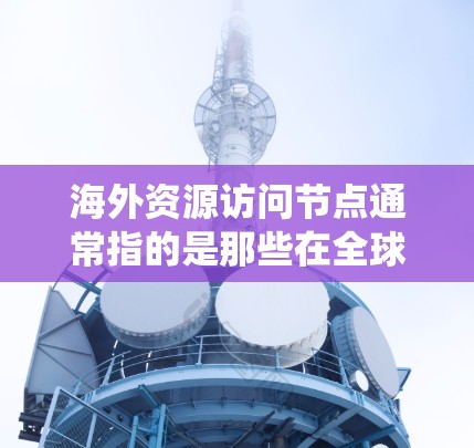 海外资源访问节点通常指的是那些在全球范围内的资源访问系统、网络基础设施或服务器，允许用户访问来自海外的资源，如数据、存储、云计算或大数据存储等。这些节点可能由不同的国家或地区的网络平台提供服务