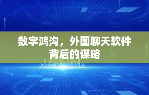 数字鸿沟,外国聊天软件背后的谋略 数字鸿沟,外国聊天软件背后的谋略
